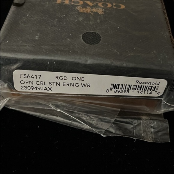 Coach Open Circle Stone Earrings On Wire In Rose Gold - Picture 2 of 7